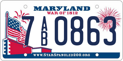MD license plate 7AB0863