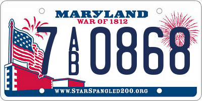 MD license plate 7AB0868