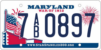 MD license plate 7AB0897