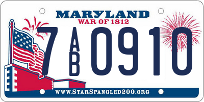 MD license plate 7AB0910