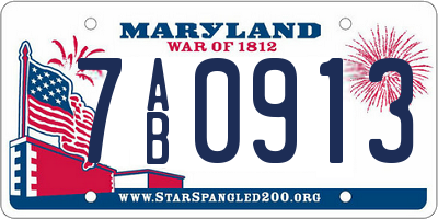 MD license plate 7AB0913