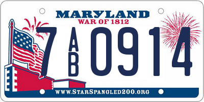 MD license plate 7AB0914