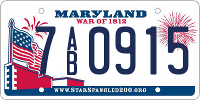 MD license plate 7AB0915
