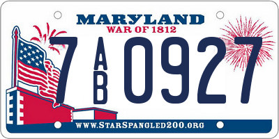 MD license plate 7AB0927