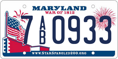 MD license plate 7AB0933
