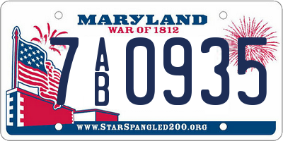 MD license plate 7AB0935