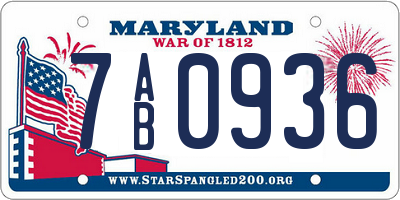 MD license plate 7AB0936