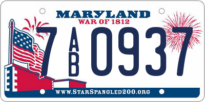 MD license plate 7AB0937