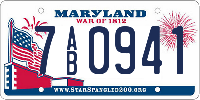 MD license plate 7AB0941