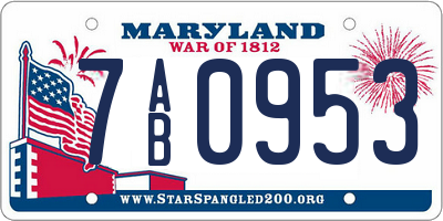 MD license plate 7AB0953