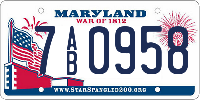 MD license plate 7AB0958