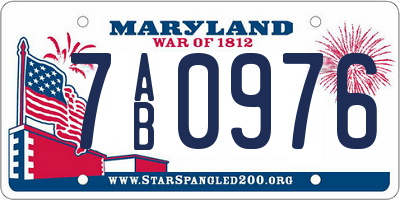MD license plate 7AB0976