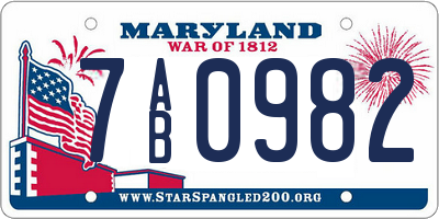 MD license plate 7AB0982