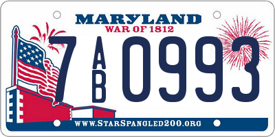 MD license plate 7AB0993