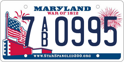 MD license plate 7AB0995