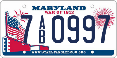 MD license plate 7AB0997