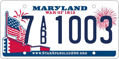 MD license plate 7AB1003