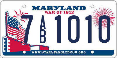 MD license plate 7AB1010