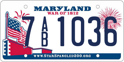 MD license plate 7AB1036