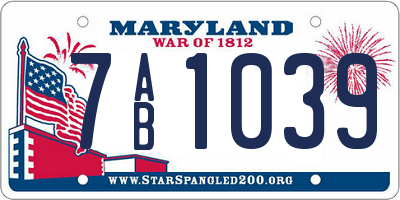 MD license plate 7AB1039