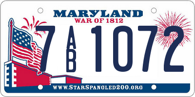 MD license plate 7AB1072