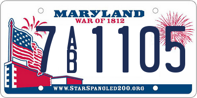 MD license plate 7AB1105