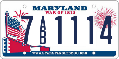 MD license plate 7AB1114