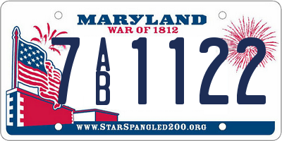 MD license plate 7AB1122