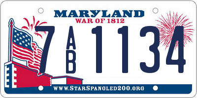 MD license plate 7AB1134