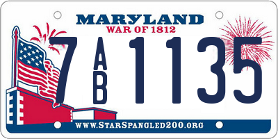 MD license plate 7AB1135