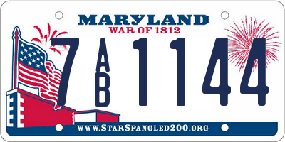 MD license plate 7AB1144