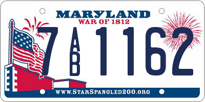 MD license plate 7AB1162