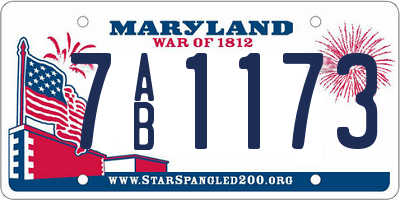 MD license plate 7AB1173