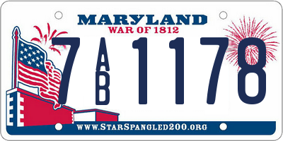 MD license plate 7AB1178