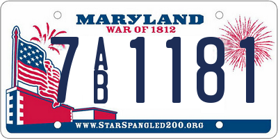 MD license plate 7AB1181