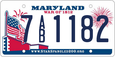 MD license plate 7AB1182