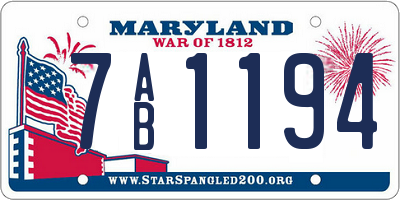 MD license plate 7AB1194