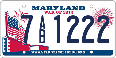 MD license plate 7AB1222