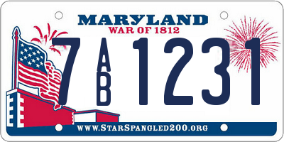 MD license plate 7AB1231