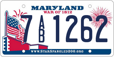 MD license plate 7AB1262