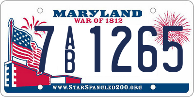 MD license plate 7AB1265