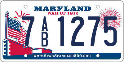 MD license plate 7AB1275