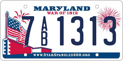 MD license plate 7AB1313