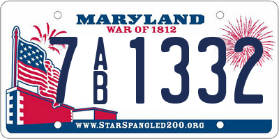 MD license plate 7AB1332