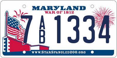 MD license plate 7AB1334