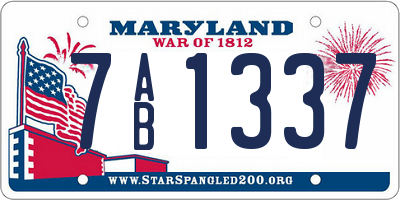 MD license plate 7AB1337