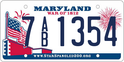 MD license plate 7AB1354