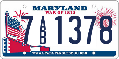 MD license plate 7AB1378