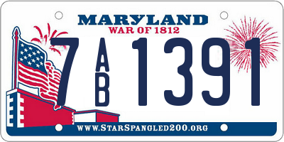 MD license plate 7AB1391