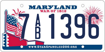 MD license plate 7AB1396